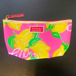 Lilly Pulitzer Pink & Yellow Lemon Small Bag Makeup Pens